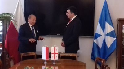 Ambasador Republiki Gruzji w Polsce J.E. Pan Ilija Darchiashvili z Prezydentem Ferencem w ratuszu.